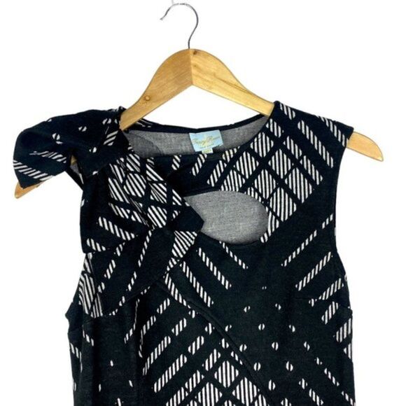 TRACY REESE Black White Wool Blend Sleeveless Cut Out Body Con Sheath Dress US M - Picture 3 of 8